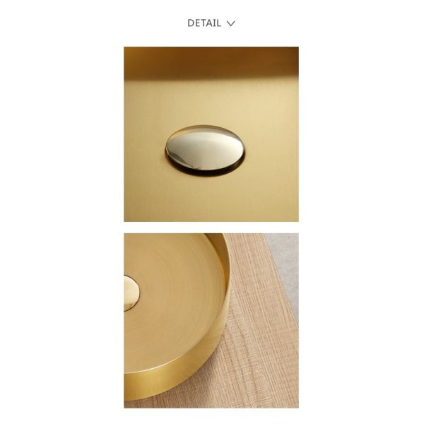 Gold Basin Bathroom Stainless Steel Sink , Combo Artistic Vessel Sink Washing Bowl Set