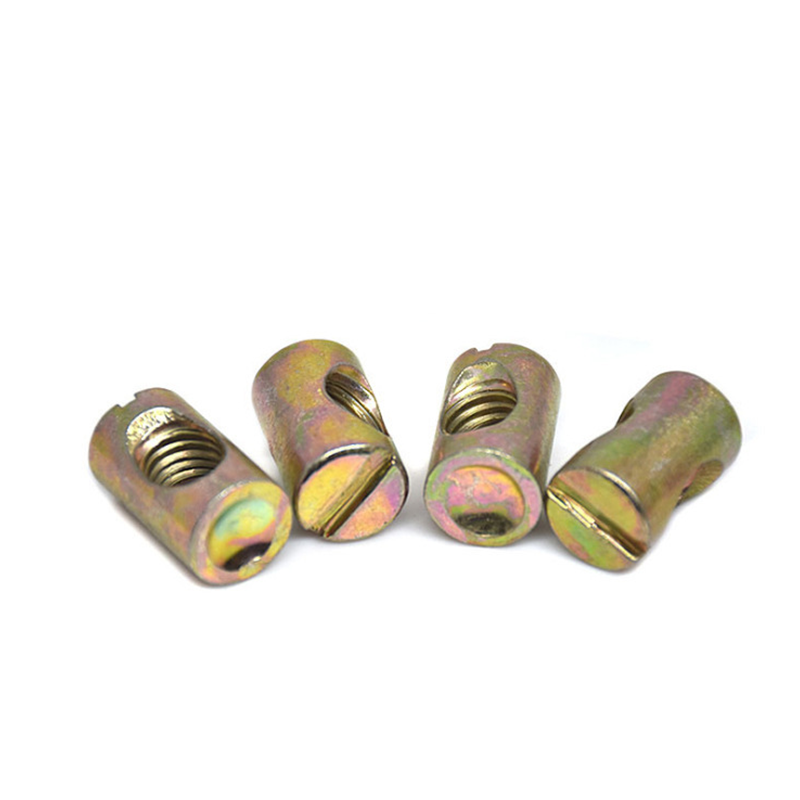 Color zinc hammer nut M6 I-shaped hammer cylinder transverse hole three-in-one connector furniture parts screw nut M8