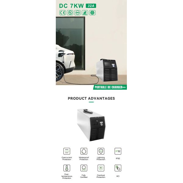 e-mingze 32A/7KW Fast Charging Portable GBT DC Charging Gun 7KW Output Power Condition with Leakage Protection Function