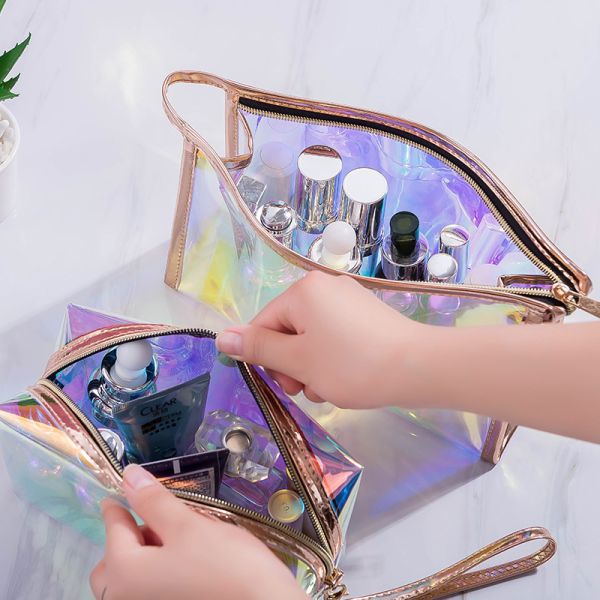TPU Transparent Cosmetic Bag Custom Logo Beauty Multi-function Laser Cosmetic Pouch