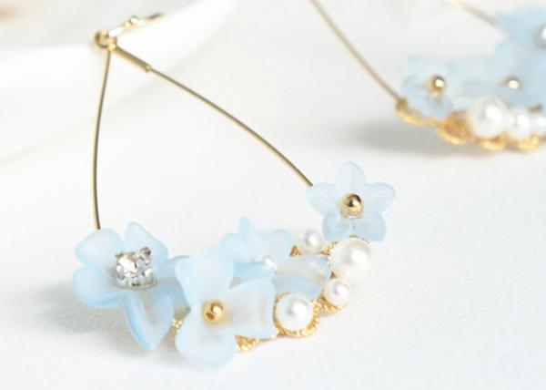 Ballet Lady Germany Resin Flowers Rhinestone Pearl Silver NCovered with 14K Gold Stud Earring