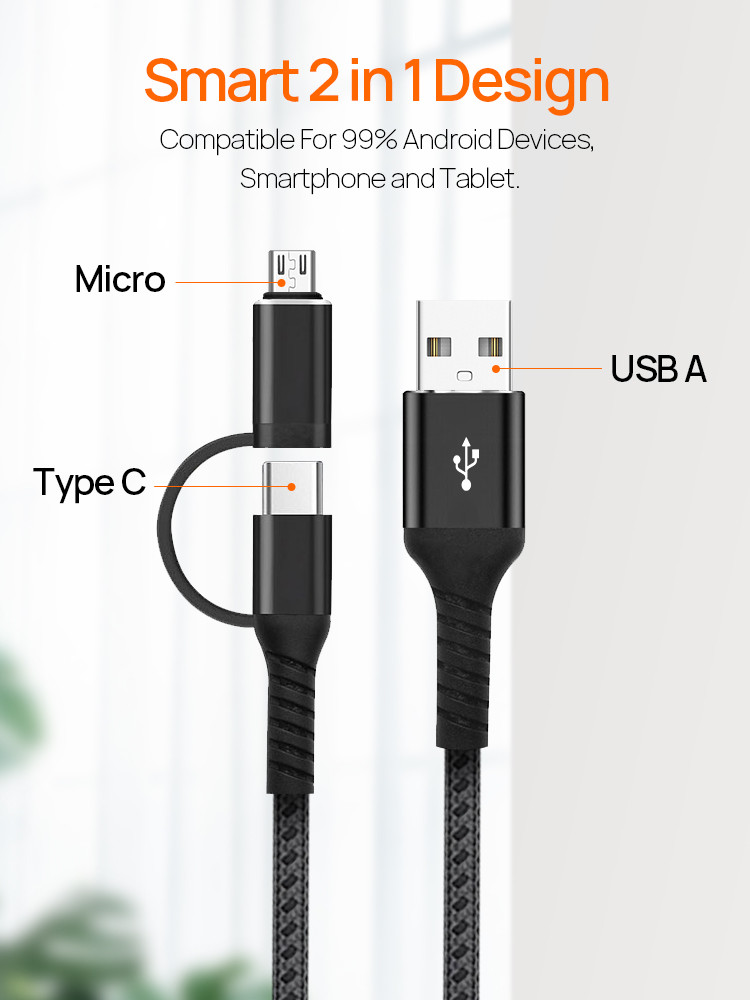 10000 Times Nylon Braided USB Cable OD 3.5mm USB Sync Cable