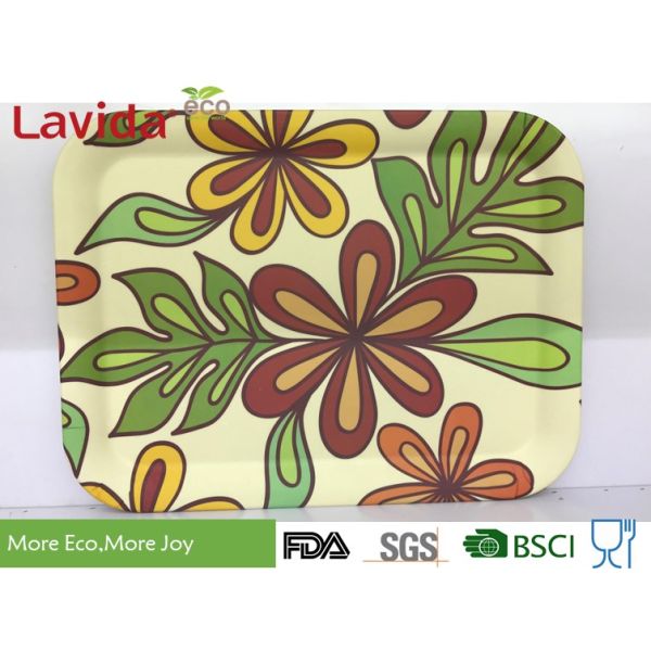 School Restaurant Eco Melamine Tray Set Non - Odor Easy Cleaning Unbreakable For Students