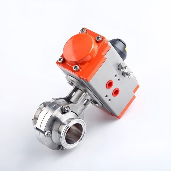 Sanitary Tri Clamp Pneumatic Butterfly Valve 304 Stainless Steel Food Grade Air Operated Shut Off Valve