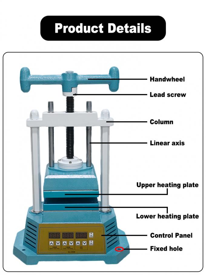 Jewelry Making Vulcanizing Machine Equipped with 220V/50Hz 1200W Power Input, 200 by 200 Millimeter Heating Zone & 30 to 200 Degrees Adjustable Heating Range