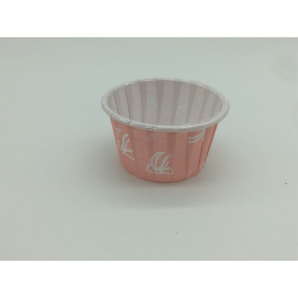 Cute Bowknot Pink Cupcake Baking Cups , Pet Coated Birthday Cupcake Wrappers Food Container