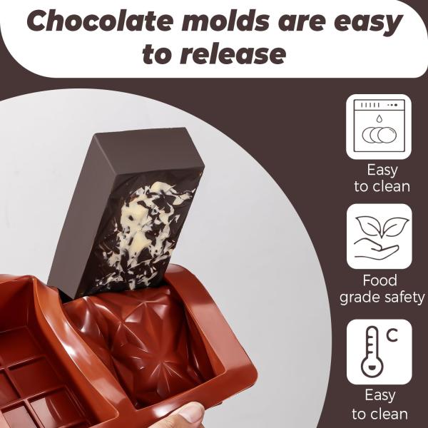 MHC Chocolate Molud Bar Thick Silicone Cake Tools Chocolate Bar Molds Deep