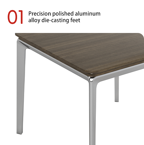 Mesa de café con pie de fundición de aleación de aluminio con cable, espacio de oficina, mesa de té de negociación