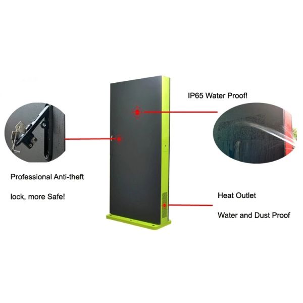 55 Inch Free Standing Digital Display Screens , Outdoor Interactive Kiosk IP65 2000nits
