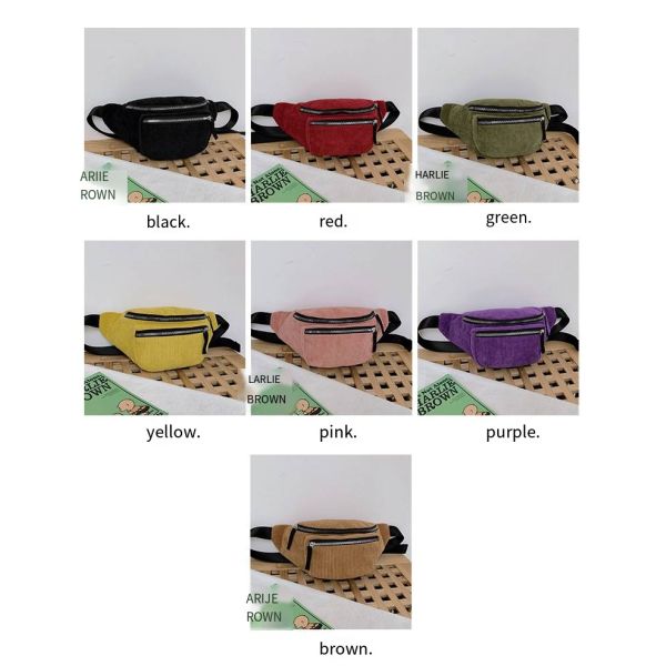 Accepable OEM/ODM Women Waist Bags for Outdoor Sports Running Gym Fanny Pack Corduroy