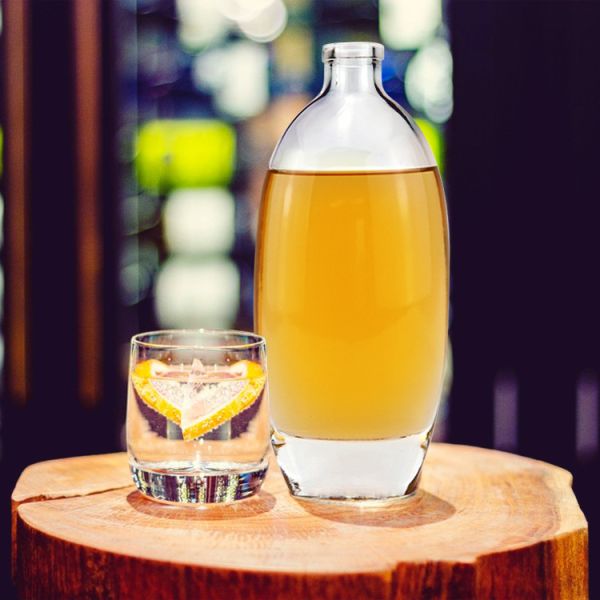 250ml 500ml Clear Round Flat Alcohol Liquor Whiskey Glass Olive Fruit Bottles for Beer