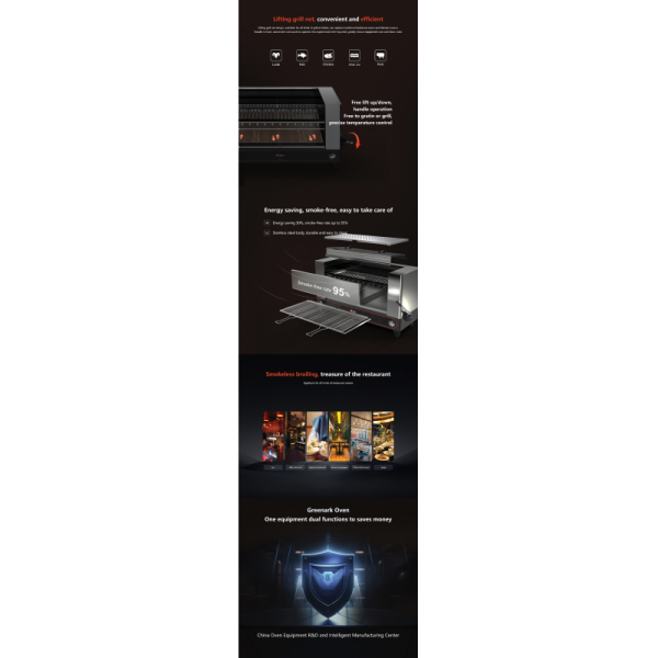 Commercial Smokeless Countertop Salamander Grill with Fast Heating and Energy Saving for Restaurants