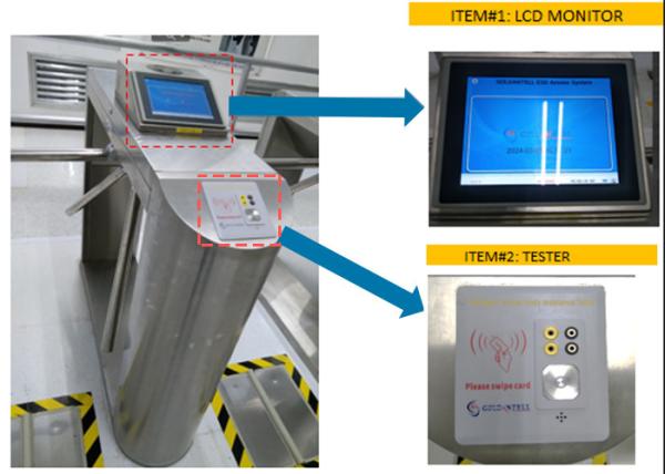 8 pulgadas de pantalla LCD ESD sistema de puertas de torneador con pedal de pie y pulsera