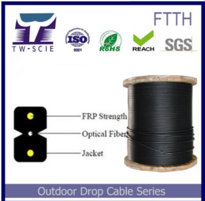 Cabo de fibra ótica protegido interno do núcleo de FTTH 2, cabo pendente da fibra fácil colocar