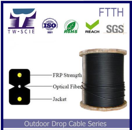 Self Supporting FTTH Fiber Cable Steel Or FRP Strength Member 3.1*2.0mm Dimension