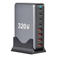 Cargador GaN de escritorio de puertos múltiples 320W Tipo rápido C 100W 45W PD 20W para portátil