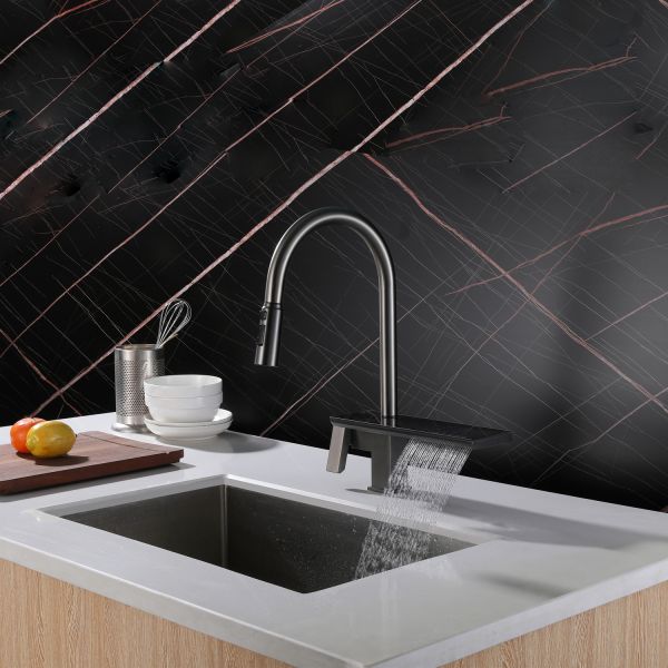 304 Stainless Steel Kitchen Faucet Pull Out Mixer Tap With Rainfall Shower Versatile