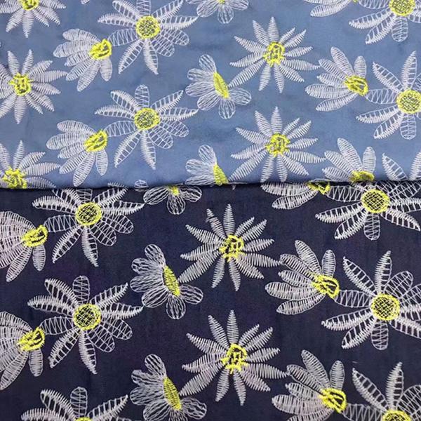 40% POLY 60% RAYON Embroidered Jean Denim Fabric Dark Blue