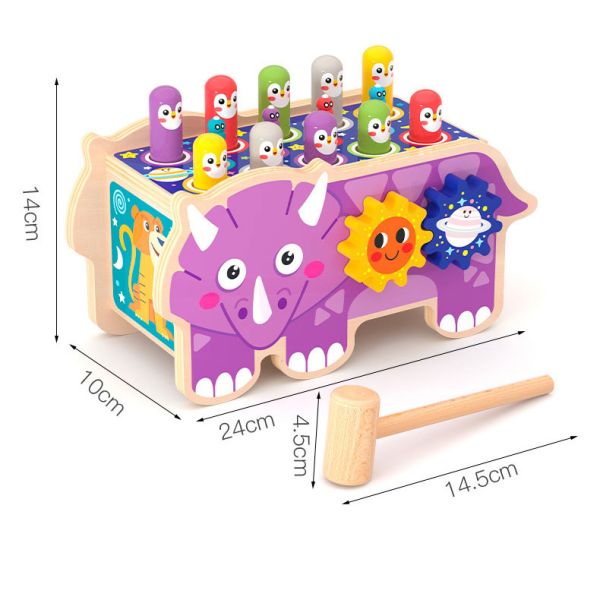 Wooden Cartoon Hitting Ground Mouse Building Blocks for Children's Early Education