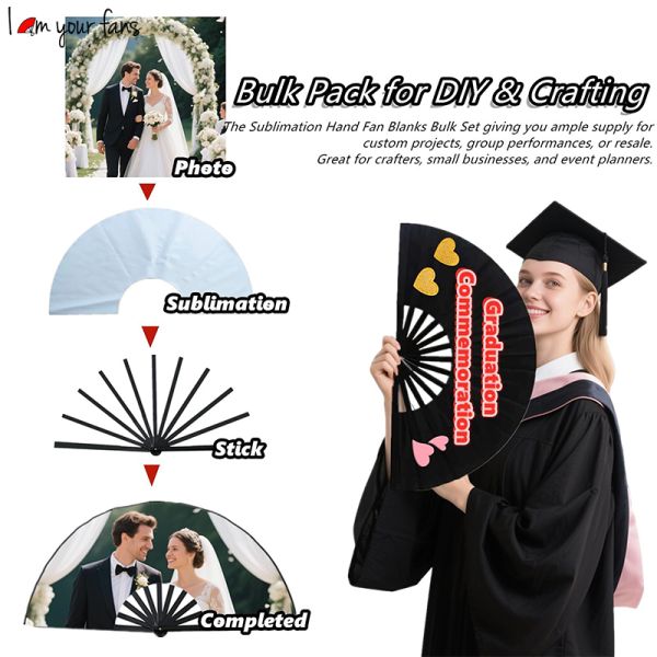 Folding Fan Ribs Blank Handheld Fans Bamboo Folding Hand Fans for Wedding Gift and Home Diy