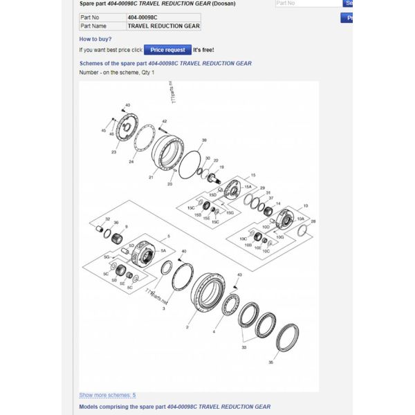 caixa de engrenagens do curso da máquina escavadora DX300 DH300-5 DH300-7 S300LC-V de 404-00098C 401-00470A 170402-00009,404-00100
