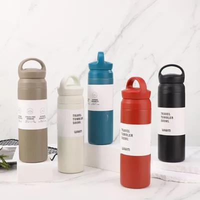 500 ml de poignée de tumbler bouteille d'eau personnalisée style de design sportif isolant thermique chaud froid bouteille personnalisée