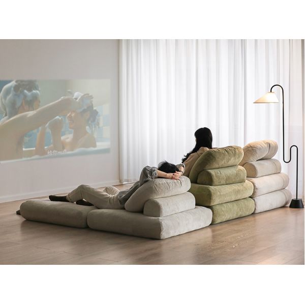 Reclining Convertible Sectional Couch Bed Sofa Tatami With Velvet Fabric