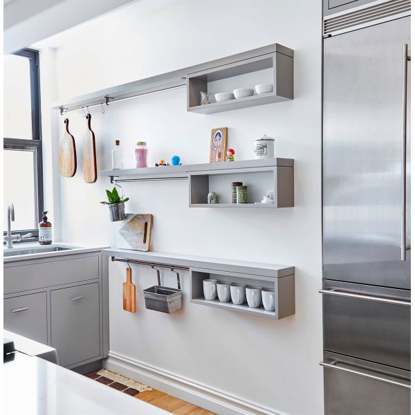 Customized Small Spaces Lacquer Kitchen Cabinet White And Gray