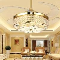 Ventilateur de plafond de cristal de 42 pouces, lumière, ventilateurs de plafond de style européen moderne
