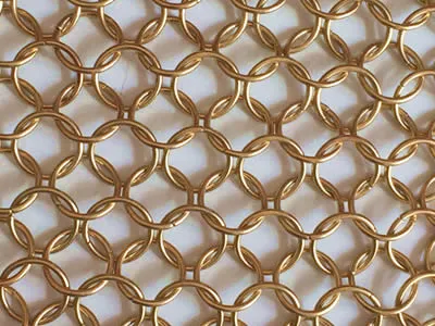Outdoor Gold Brass Metal Spiral Stainless Steel Building Elevator Decorative Woven Wire Mesh Sheet Panel Curtain