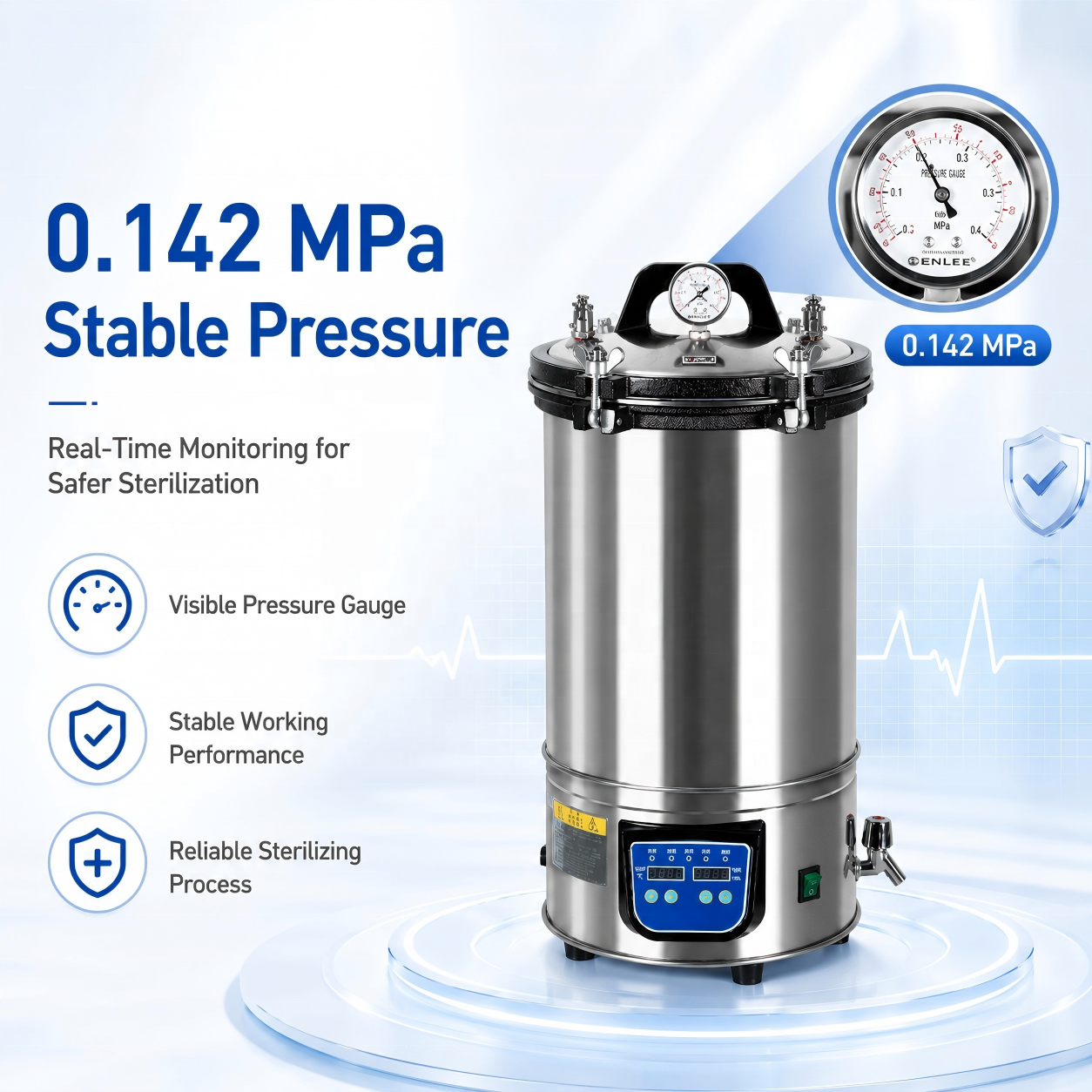 Laboratory Autoclave 24 Liter 18 Liter Pressure Steam Sterilizer with Digital Display Panel