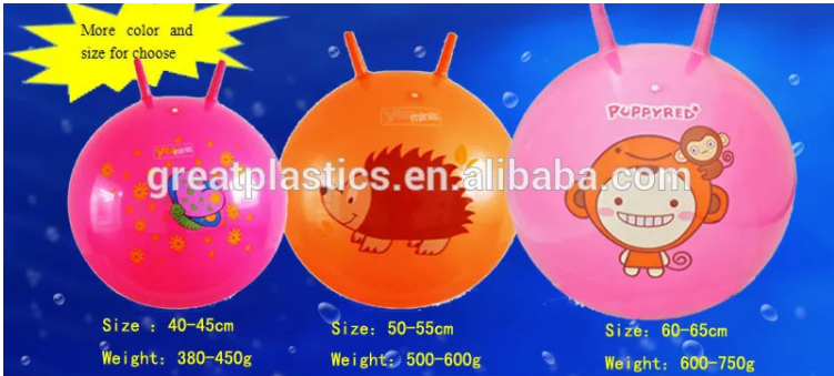 45cm Kids Hopper Ball With Cute Image Rubber Free Photodegradable Waterproof