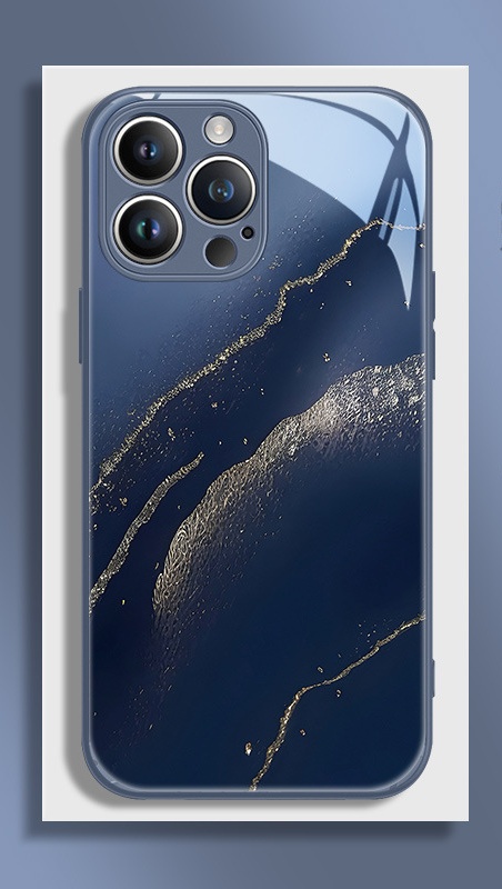 Glass Gilded Marble Texture Watercolor Bloom Phone Case for iPhone 11 12 13 14 15 Pro Max Plus Street Fashion Ins Style