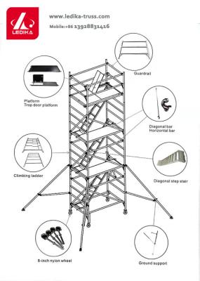 Safety Aluminum Scaffolding Tower Outdoor Work Bench Easy Assembled