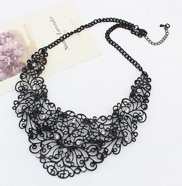 Sparkle Dance Wear Accessories Black Hollow Crystal Collar Necklace