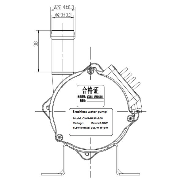 Управление водяной помпы PWM корабля 24VDC 1800L/M 9M 100W BLDC электрическое