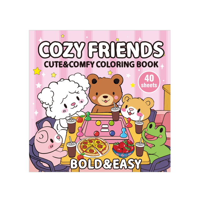 Cozy Friends Coloring Book for Kids Adults and Teens Featuring Super Cute Animal Characters Easy and Simple Designs for Relax