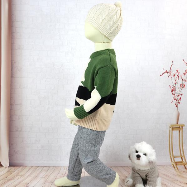 Custom Knitted Pattern 100% Cotton Wool Woolen Yarn Color Combination Toddler Baby Boy Sweater for Kids Winter Wear