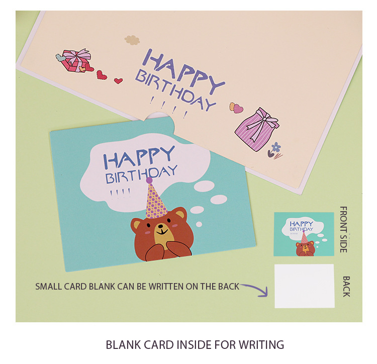 Лазер отрезал именниный пирог медведя мультфильма поздравительных открыток попа подарка 3d