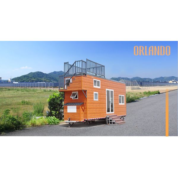 Wheeled Light Steel Prefab Tiny House With Metal PU Sandwich Panel Wall And Trailer