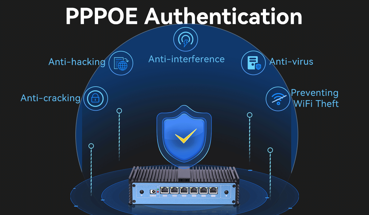 Intel Pentium 4415U Processor Firewall Mini PC With Fanless Cooling System 6 Ethernet