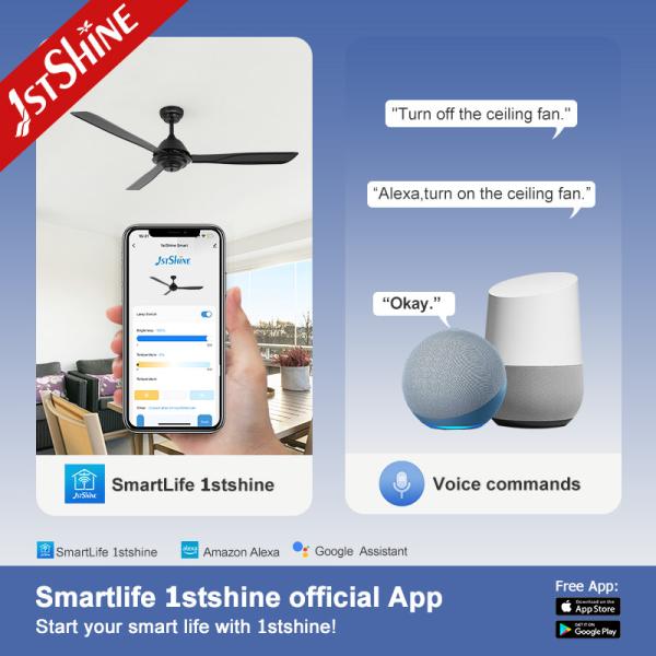 1stshine Ceiling Fan with 6 Speed Remote Control Standard Wind Black Metal Blades