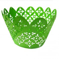 Green Personalized Laser Cut Decorative Cupcake Wrappers holders for decorating