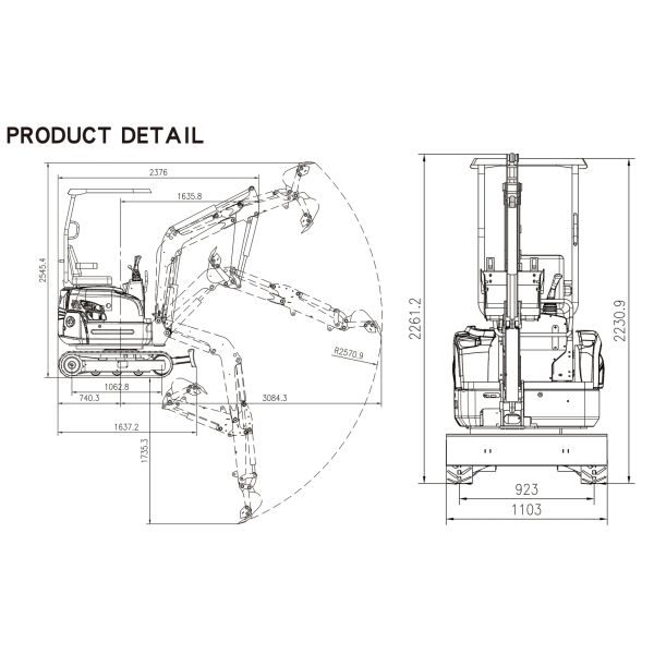 Дизельный мини-экскаватор KV13 с дизельным двигателем KOOP 192F Euro 5