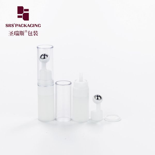 transparent white durable plastic mini travel size eye cream roller 5ml airless bottle