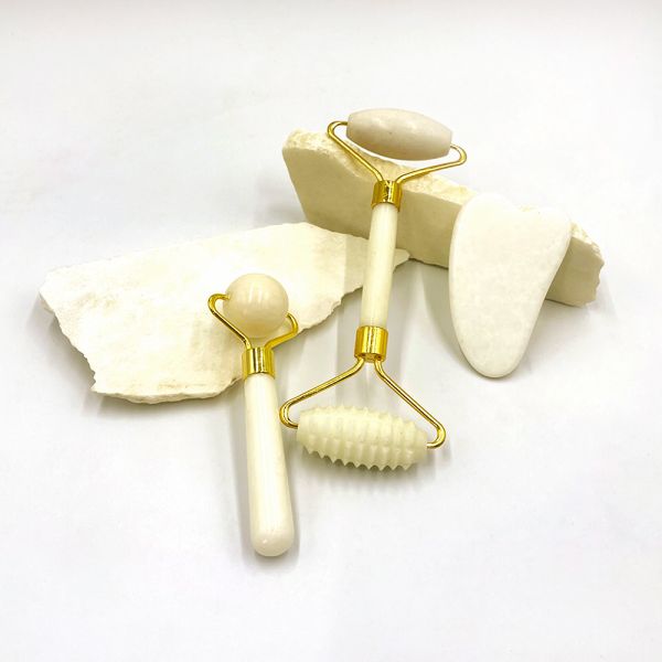 2023 Newest Models Yin Yang Gua Sha Set 100% Natural Jade Roller for Skin Facial