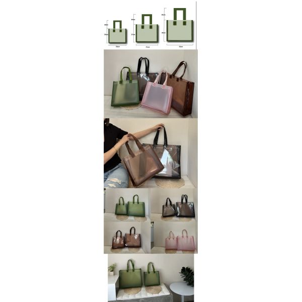 Black Transparent Tote Shopping Bag Green Composite Plastic PVC Packaging Bags Clothing Shopping Gift Bag Waterproof with LOGO