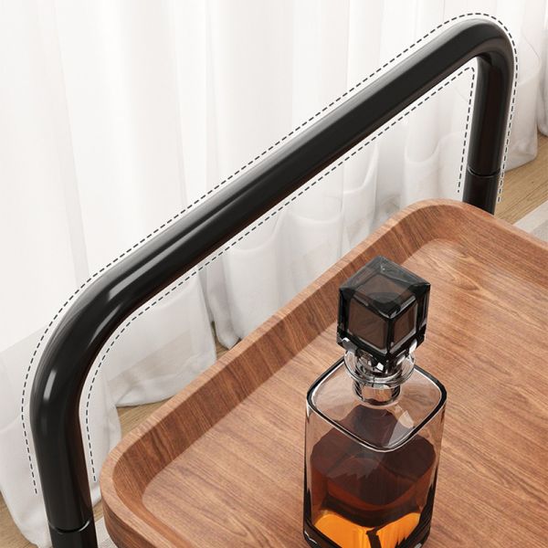 Nordic Sofa Side Table Small Coffee with Wheel Storage Cart in Living Room and Bedroom, Bedside Simple Two Layer Platform