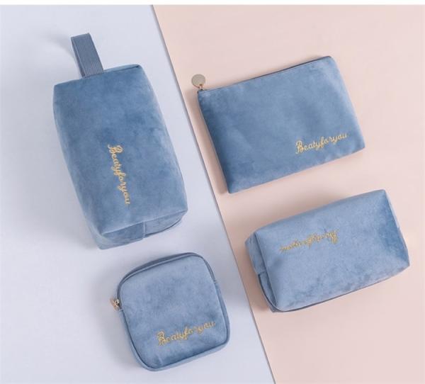 Wholesale Custom Best Selling Colorful Flannel Custom Cosmetic Set Make Up Bag for Women