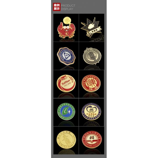 Zinc-alloy lacquered metal brooch pin badges cartoon university logo words OEM